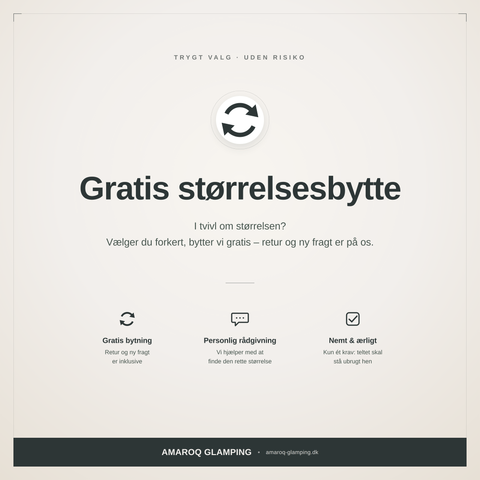 Gratis størrelsesbytte hos Amaroq Glamping